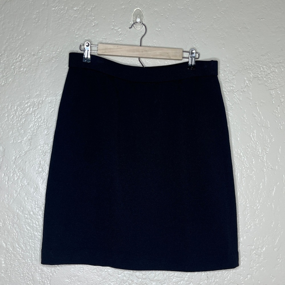 St. John Basics Womens Catalina Knit Pencil Skirt Navy Blue Size 14 Made in USA